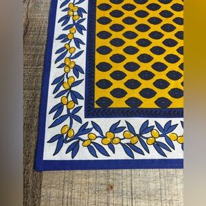 2- A Touch of Provence France Cotton Napkins 17x17 Olive Branches Yellow Blue